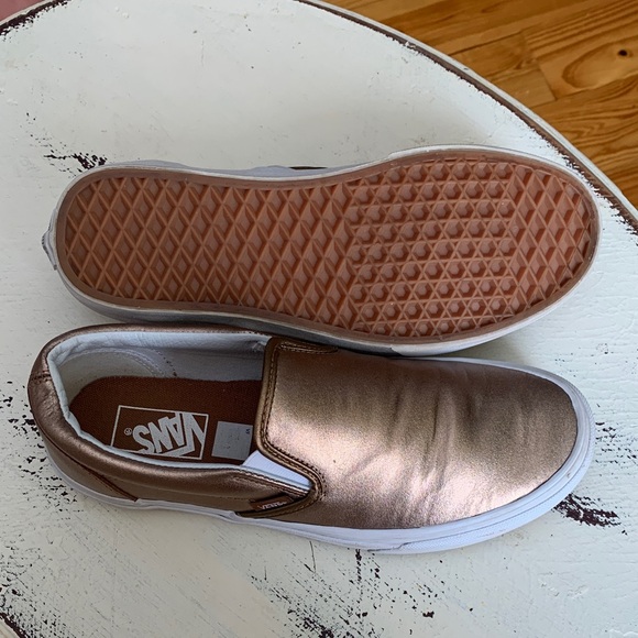 Vans Rose Gold Metallic Slip on Sneakers - Picture 4 of 6